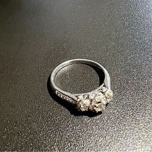Ornate 3-Stone White Gold Engagement Ring